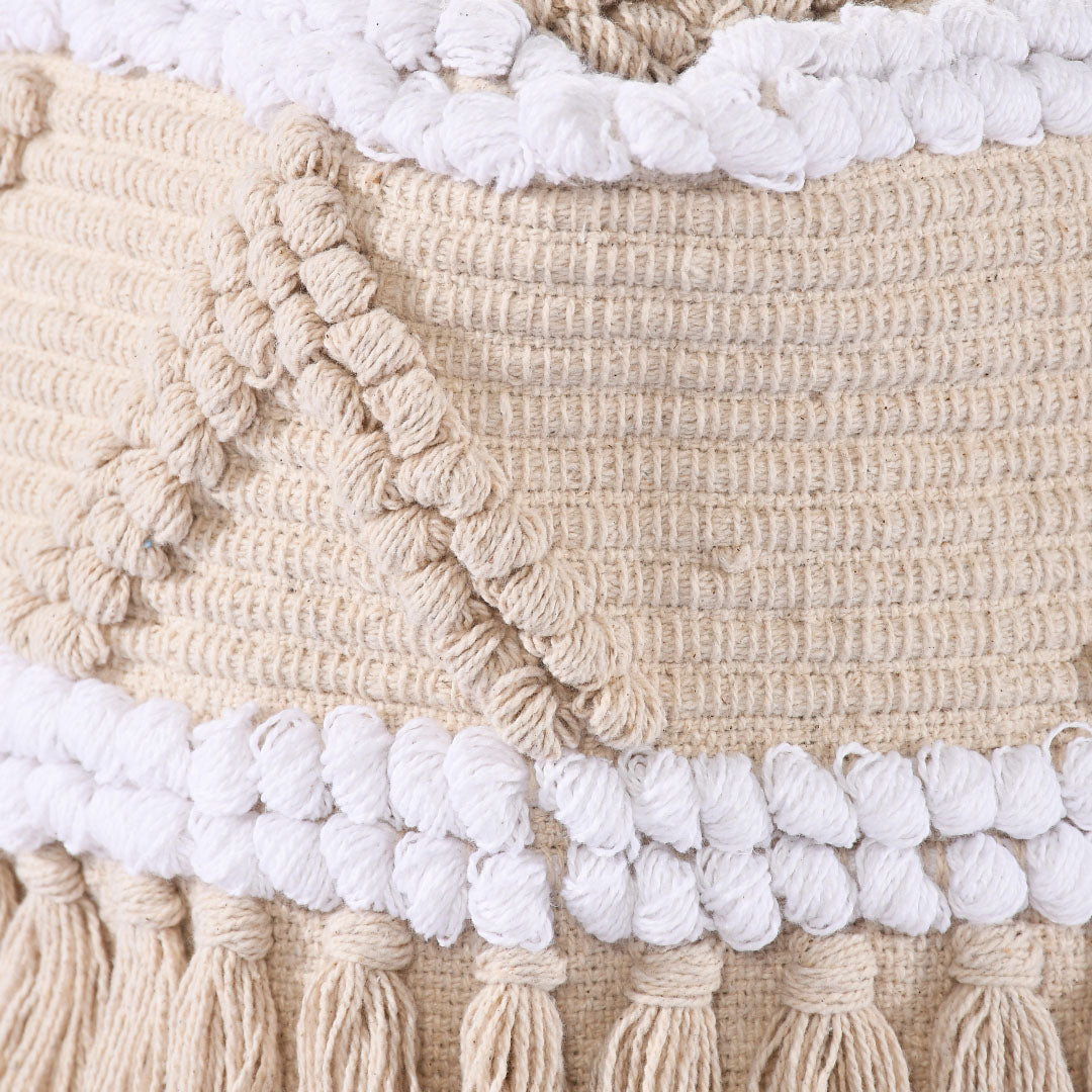 Beige Tassel Ottoman- Sashaa World