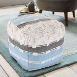 Geometric Details Blue Pouf