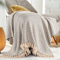 Soft Cotton Throw Blanket for Sofa/ Bed- Grey - Sashaaworld