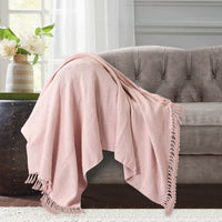 Solid Cotton Throw in Pink