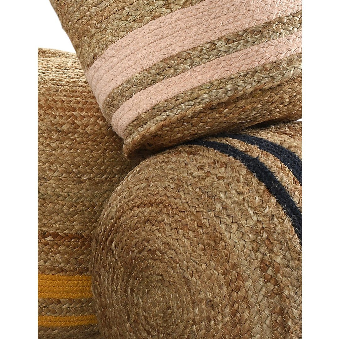 Jute Pouf with Colour Accents